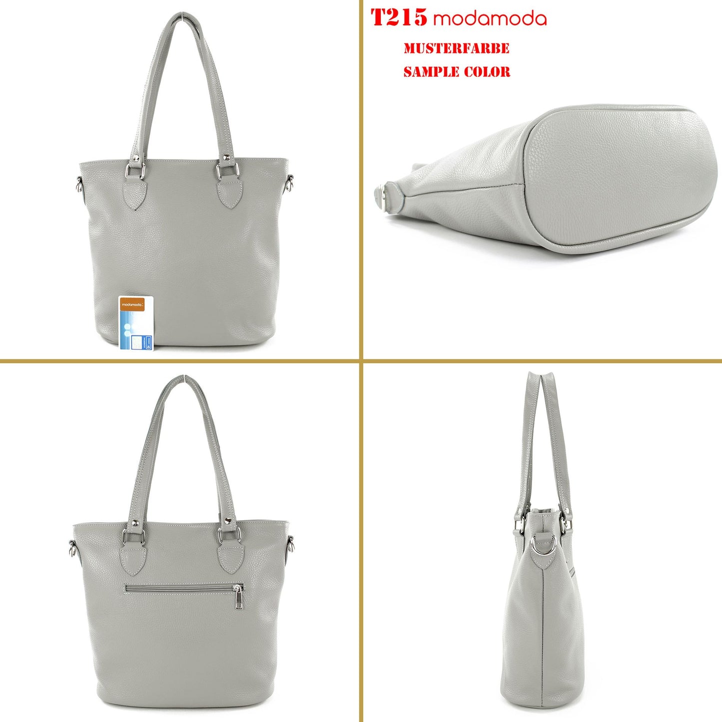 modamoda de - T215 - Italienische Ledertasche Shopper Large