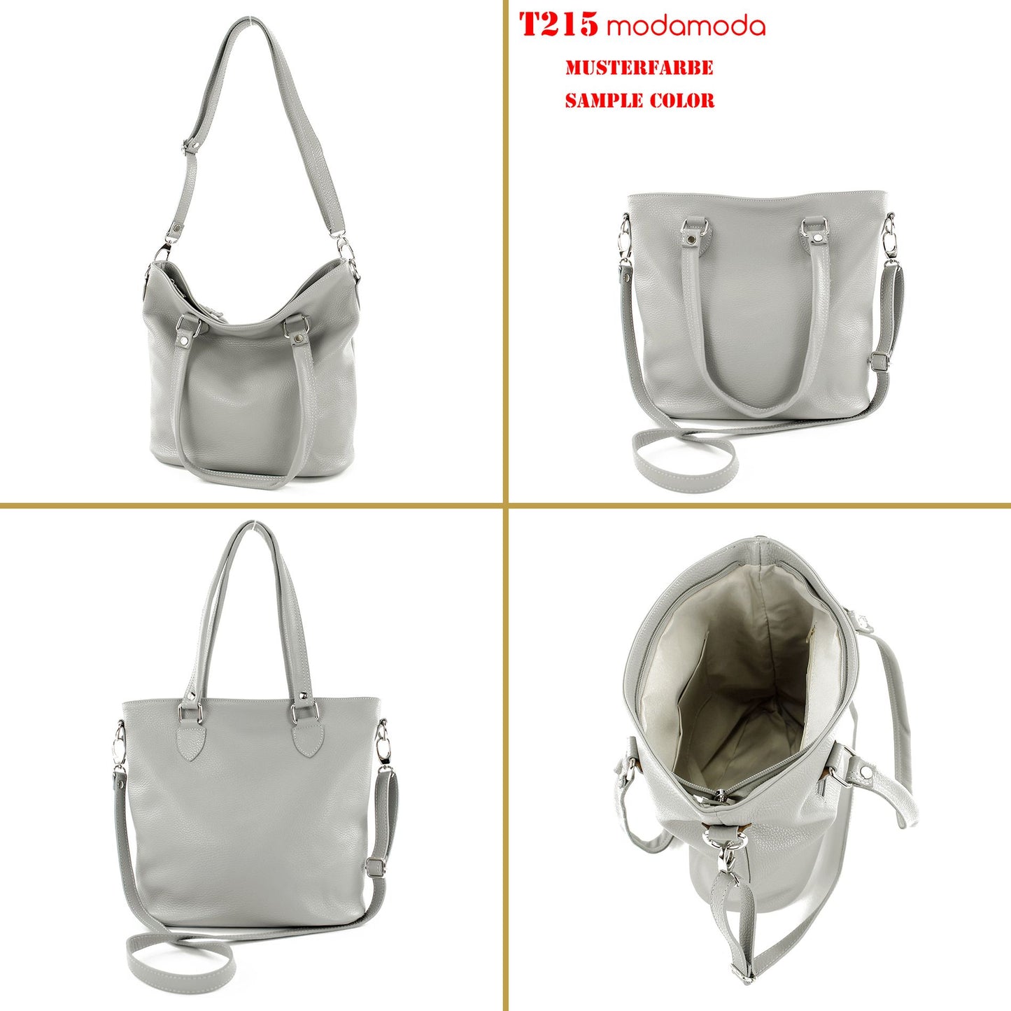 modamoda de - T215 - Italienische Ledertasche Shopper Large