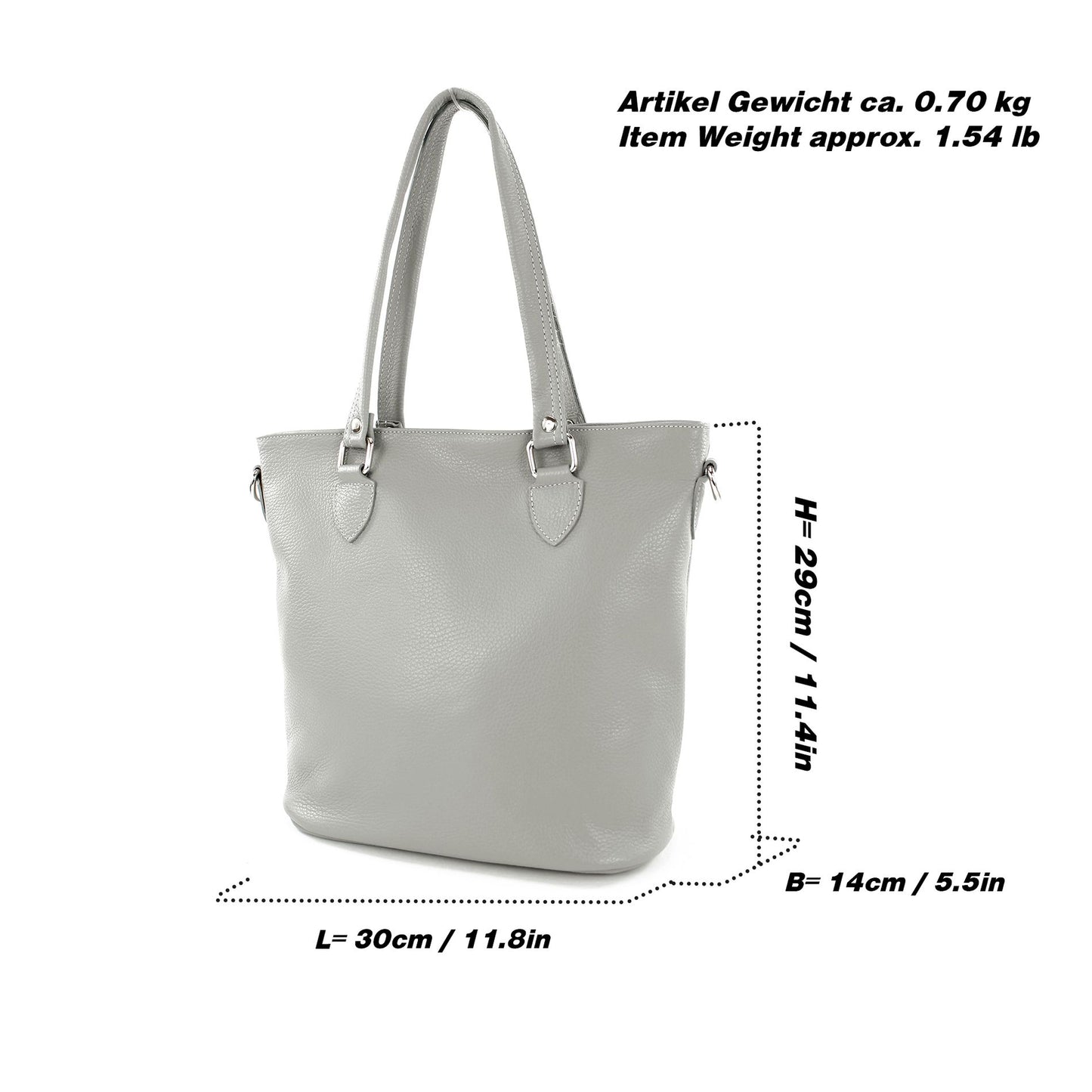 modamoda de - T215 - Italienische Ledertasche Shopper Large
