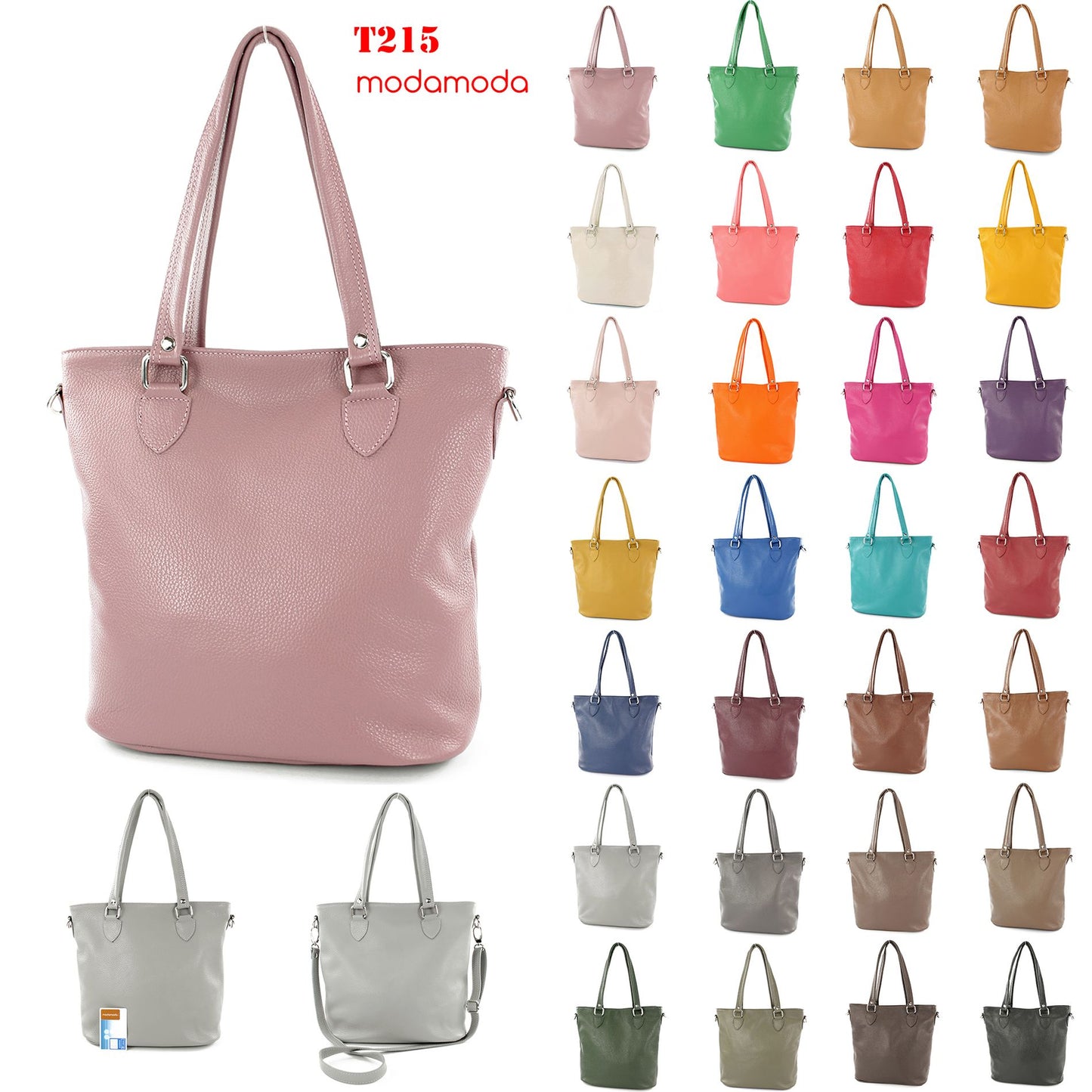 modamoda de - T215 - Italienische Ledertasche Shopper Large