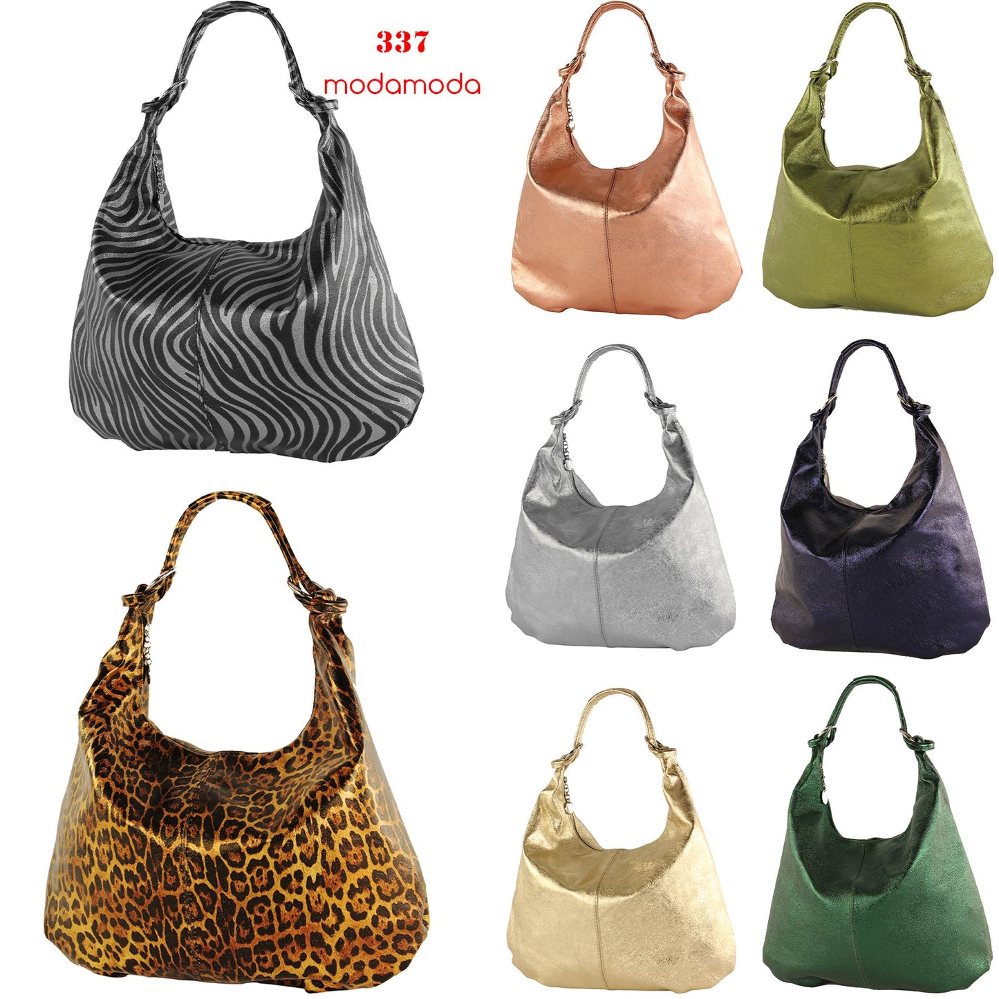 modamoda de 337 Damen Leder Schultertasche Shopper Large handmade in Italy