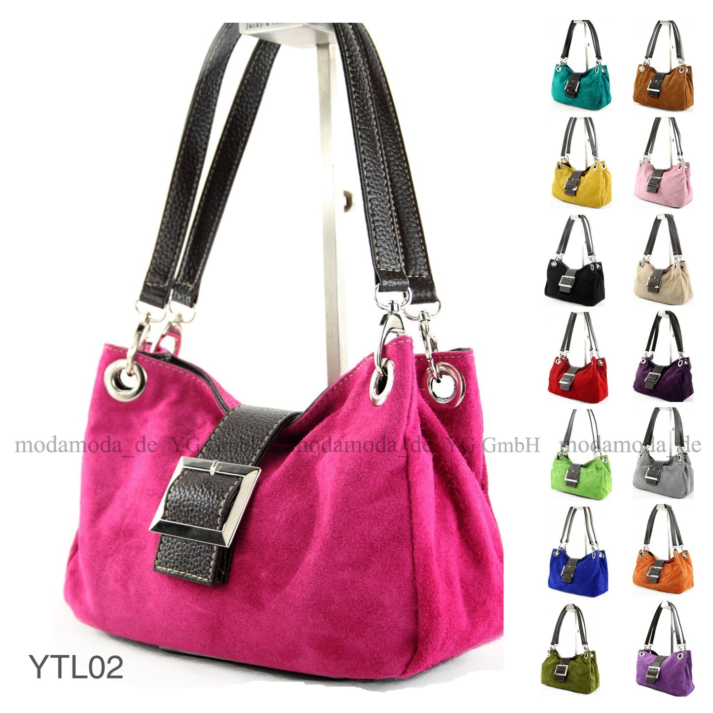 modamoda de - TL02 - ital Kleine Henkeltasche aus Wildleder
