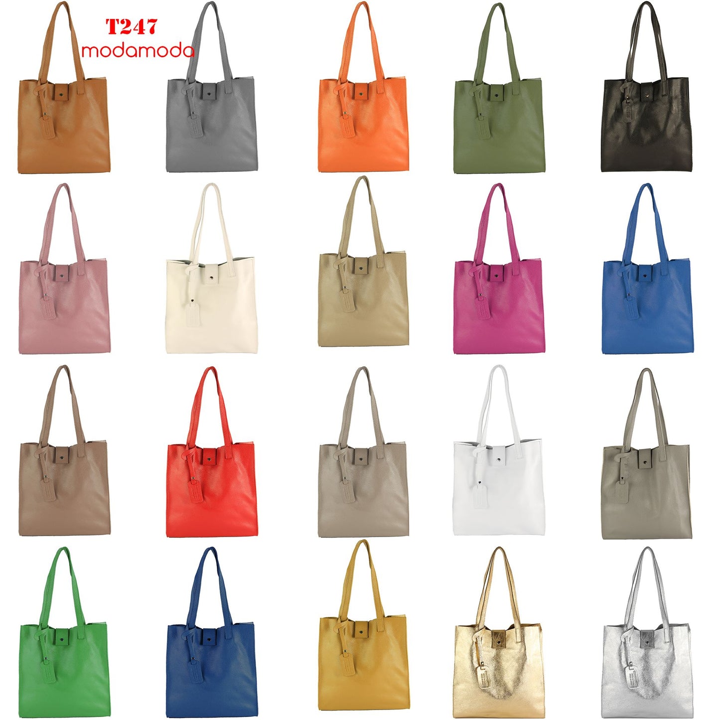 modamoda de - T247 - Ital. Leder Shopper mit herausnehmbarer Innentasche