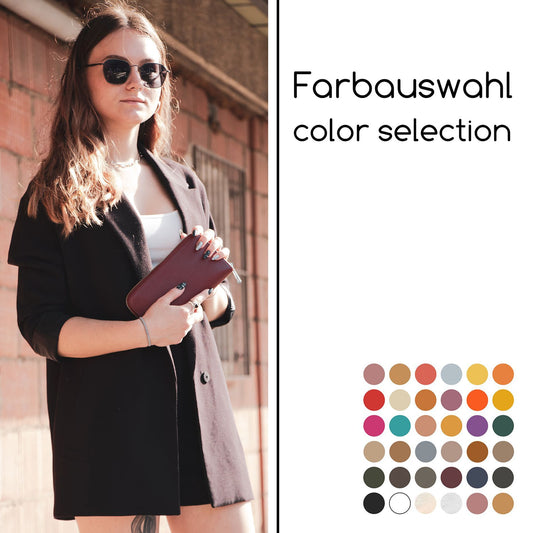 modamoda de SILBER-P02 Damen Leder Geldbörse Portemonnaie lang Handmade in Italy