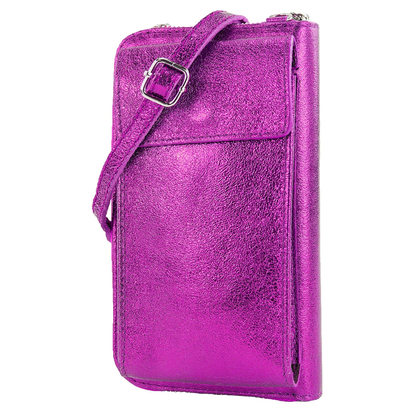 modamoda de P06 Damen Leder Umhängetasche Geldbörse Handytasche 6,5 Zoll handmade in Italy