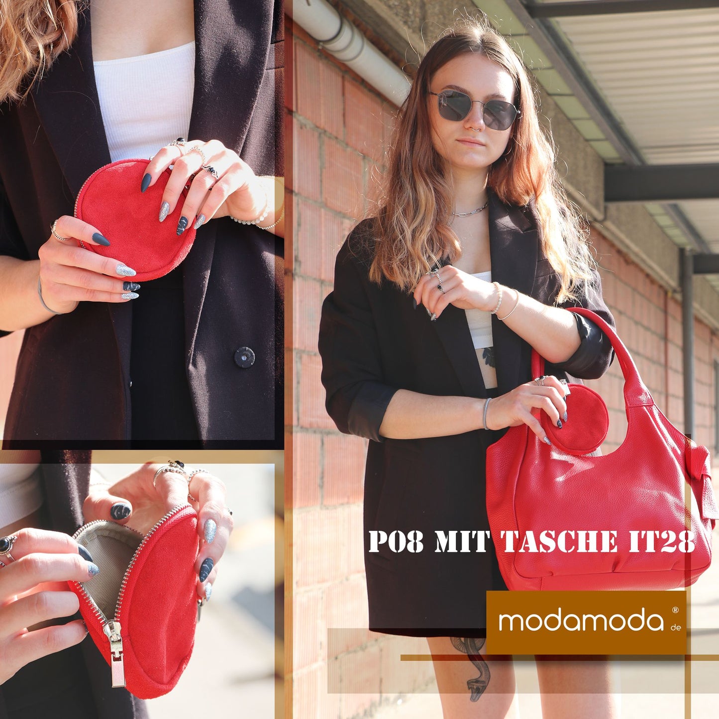 modamoda de - P08 - ital. Geldbörse Mundschutztasche aus Wildleder Fell