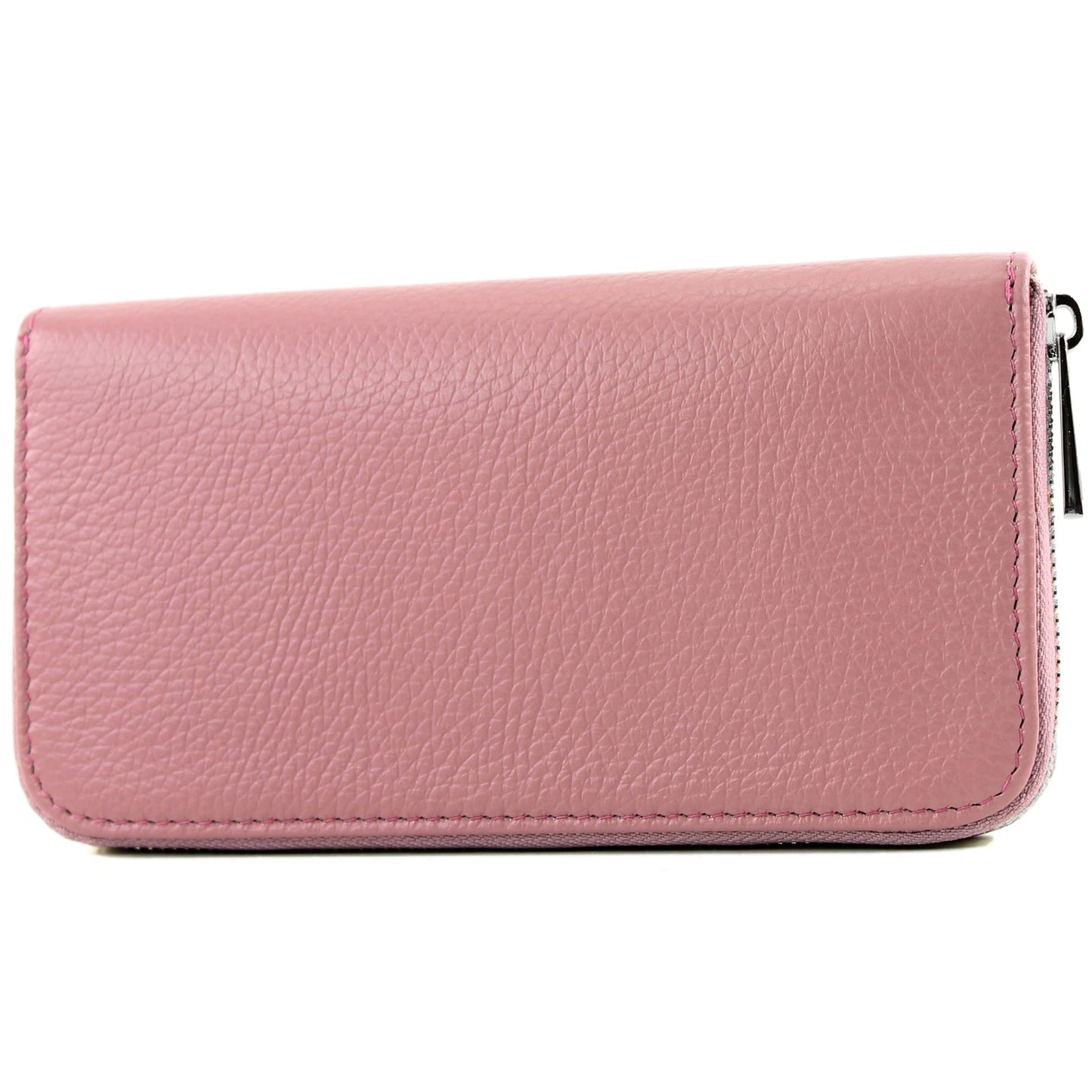 modamoda de SILBER-P02 Damen Leder Geldbörse Portemonnaie lang Handmade in Italy