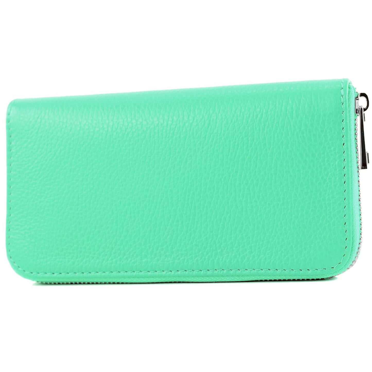 modamoda de SILBER-P02 Damen Leder Geldbörse Portemonnaie lang Handmade in Italy