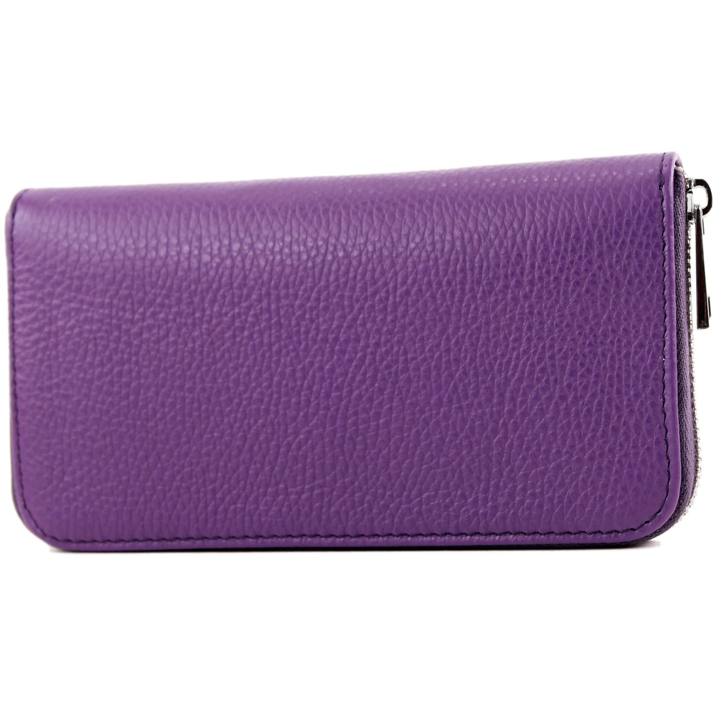 modamoda de SILBER-P02 Damen Leder Geldbörse Portemonnaie lang Handmade in Italy