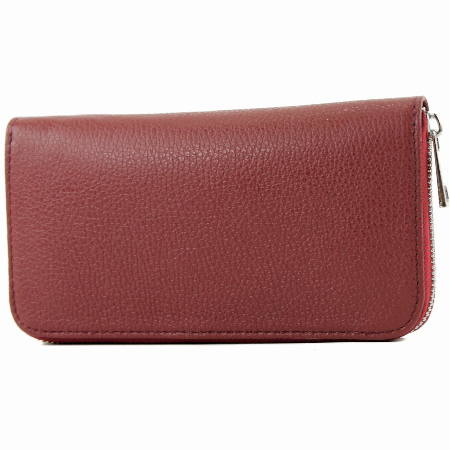 modamoda de SILBER-P02 Damen Leder Geldbörse Portemonnaie lang Handmade in Italy