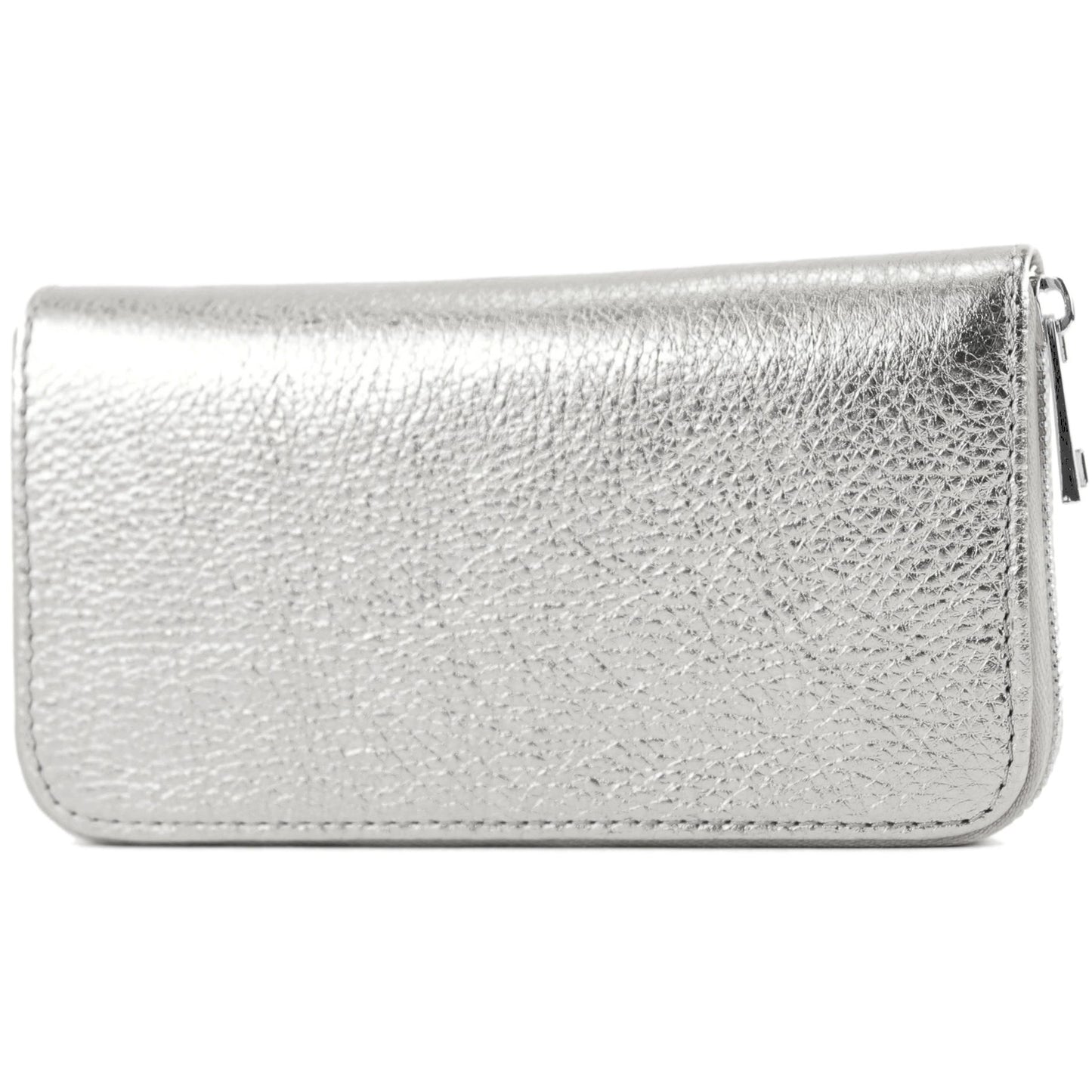 modamoda de SILBER-P02 Damen Leder Geldbörse Portemonnaie lang Handmade in Italy