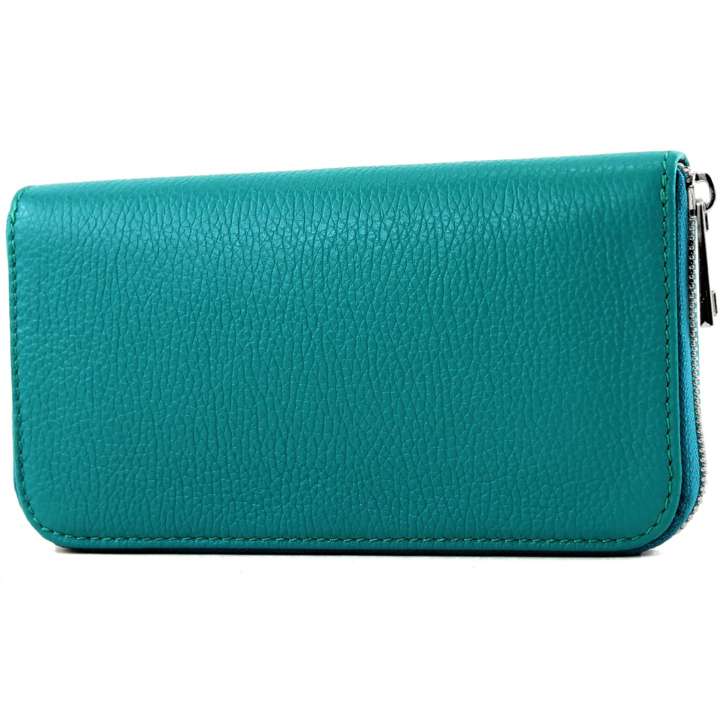modamoda de SILBER-P02 Damen Leder Geldbörse Portemonnaie lang Handmade in Italy