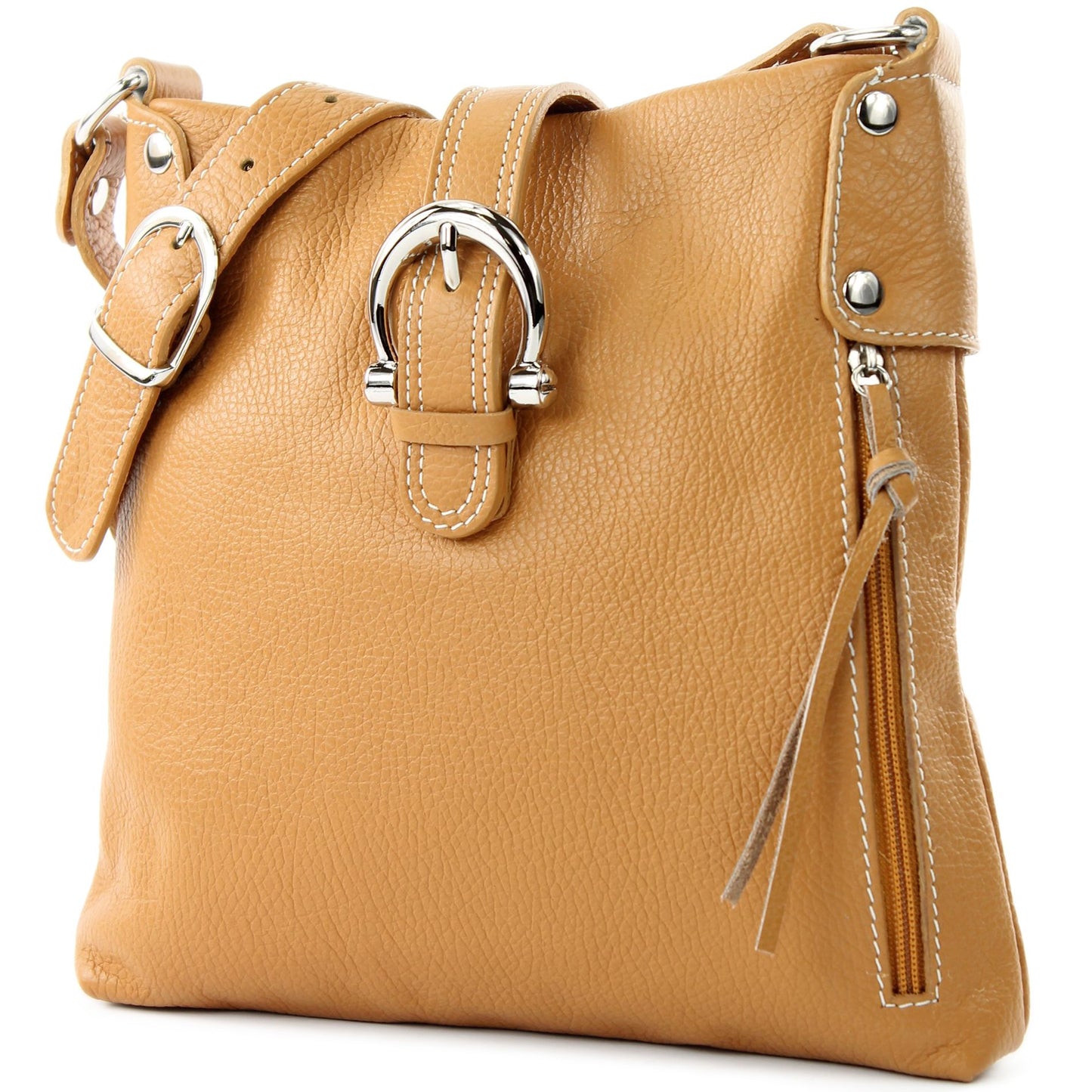 modamoda de -T04 - ital Umhängetasche Schultertasche aus Leder