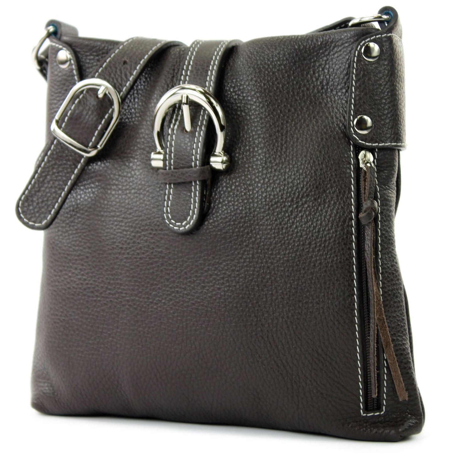 modamoda de -T04 - ital Umhängetasche Schultertasche aus Leder