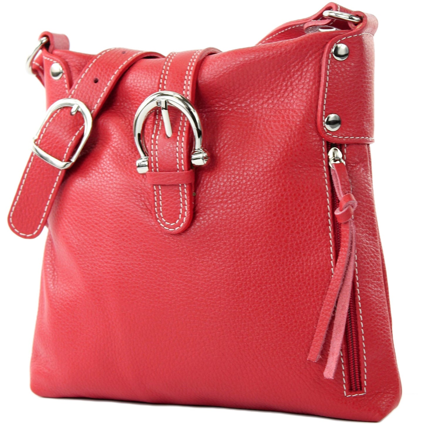 modamoda de -T04 - ital Umhängetasche Schultertasche aus Leder