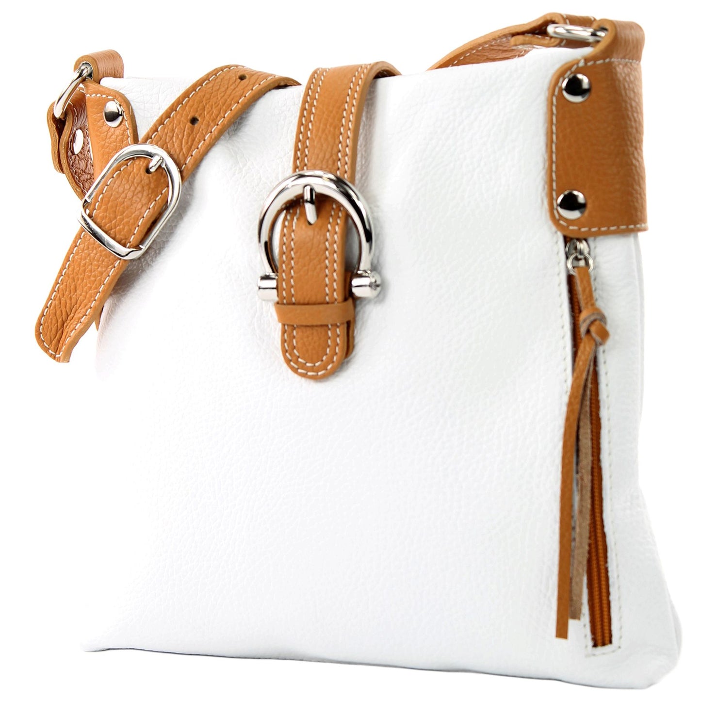 modamoda de -T04 - ital Umhängetasche Schultertasche aus Leder