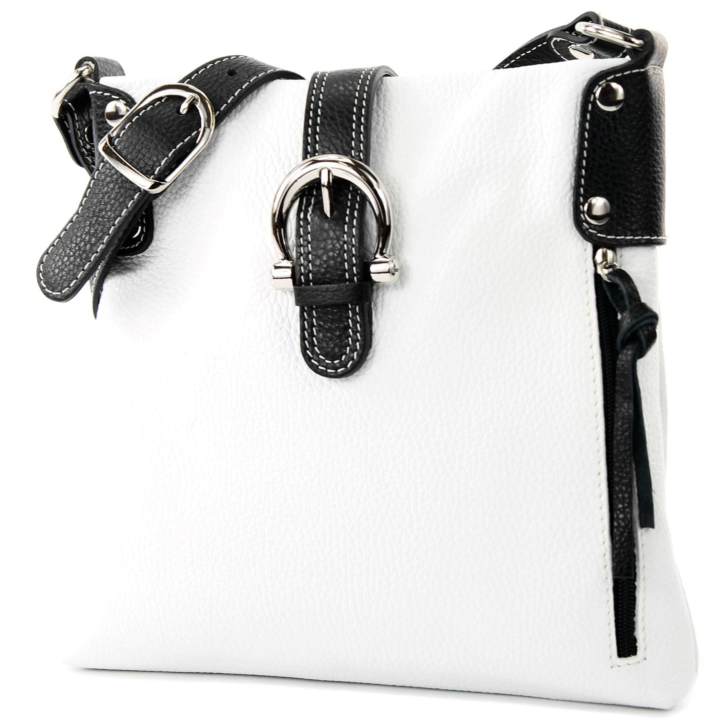 modamoda de -T04 - ital Umhängetasche Schultertasche aus Leder