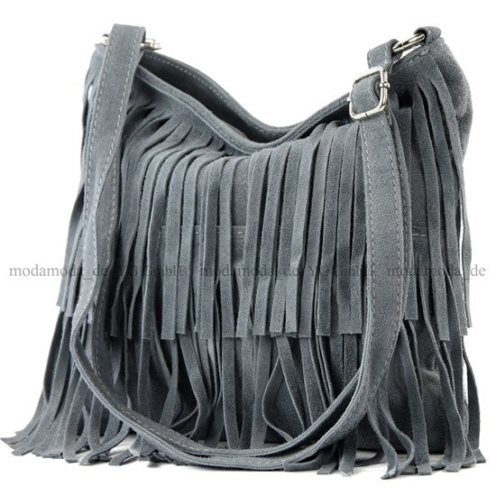 modamoda de T125 Damen Leder Wildleder Schultertasche Umhängetasche handmade in Italy