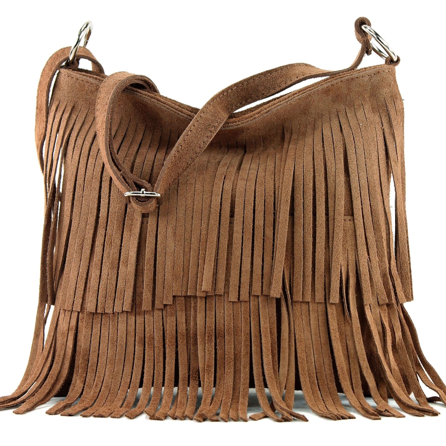 modamoda de T125 Damen Leder Wildleder Schultertasche Umhängetasche handmade in Italy