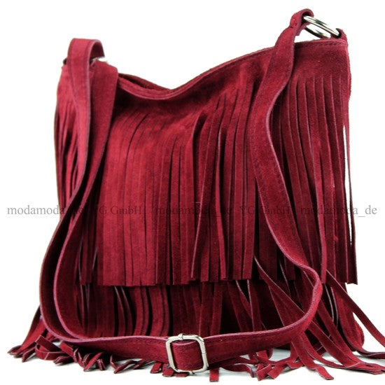 modamoda de T125 Damen Leder Wildleder Schultertasche Umhängetasche handmade in Italy