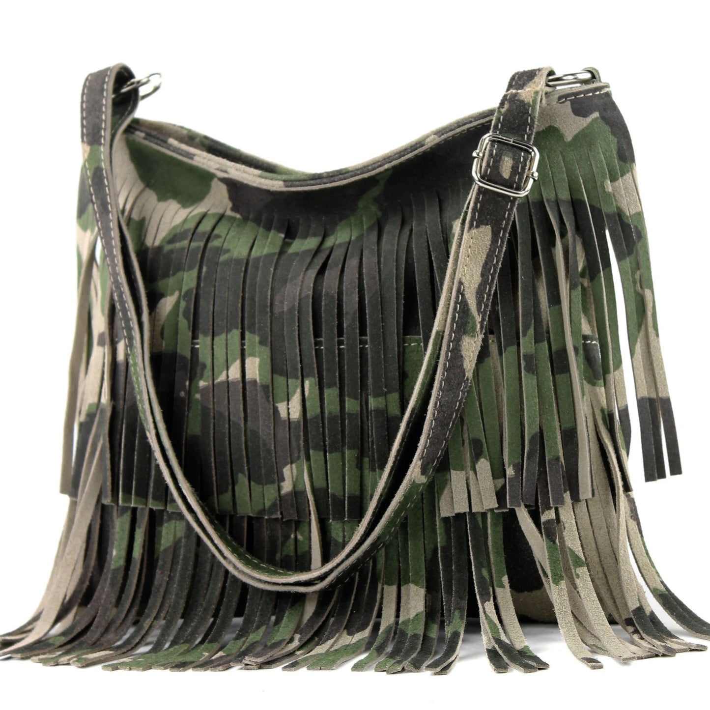 modamoda de T125 Damen Leder Wildleder Schultertasche Umhängetasche handmade in Italy