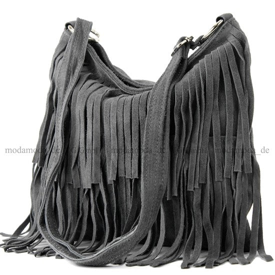modamoda de T125 Damen Leder Wildleder Schultertasche Umhängetasche handmade in Italy