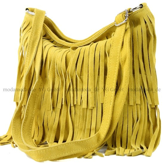 modamoda de T125 Damen Leder Wildleder Schultertasche Umhängetasche handmade in Italy