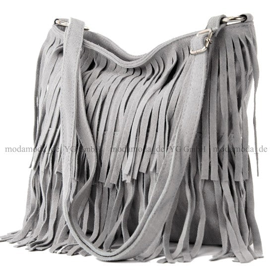 modamoda de T125 Damen Leder Wildleder Schultertasche Umhängetasche handmade in Italy