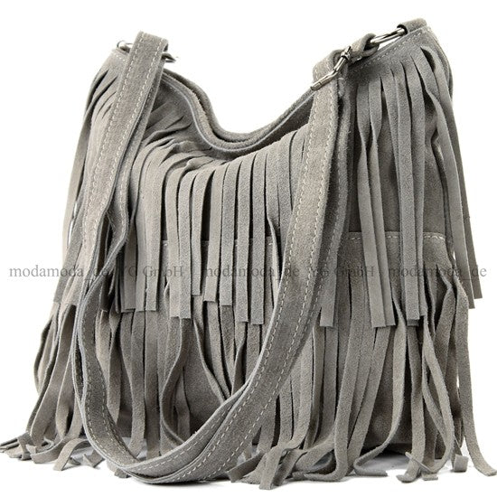 modamoda de T125 Damen Leder Wildleder Schultertasche Umhängetasche handmade in Italy