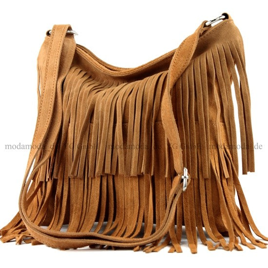 modamoda de T125 Damen Leder Wildleder Schultertasche Umhängetasche handmade in Italy