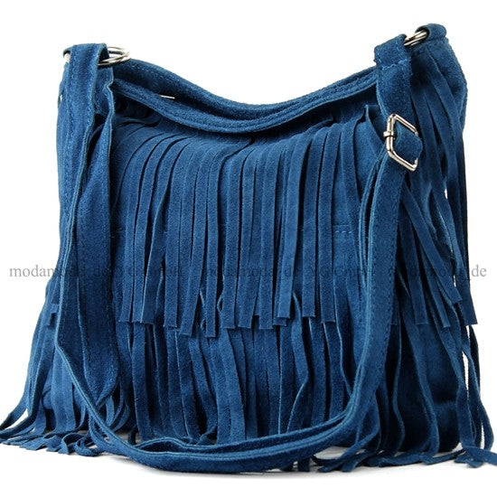 modamoda de T125 Damen Leder Wildleder Schultertasche Umhängetasche handmade in Italy