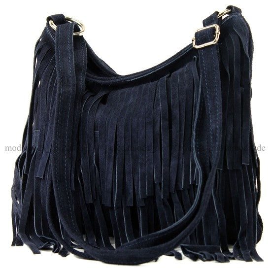 modamoda de T125 Damen Leder Wildleder Schultertasche Umhängetasche handmade in Italy