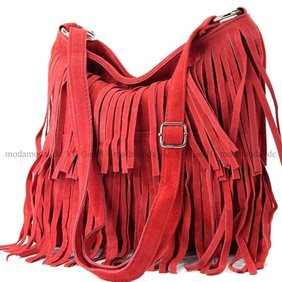 modamoda de T125 Damen Leder Wildleder Schultertasche Umhängetasche handmade in Italy