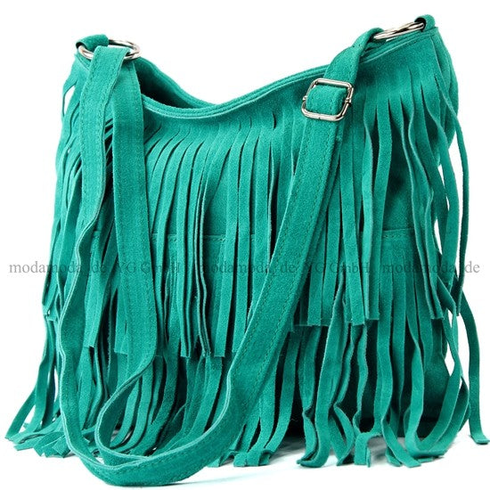 modamoda de T125 Damen Leder Wildleder Schultertasche Umhängetasche handmade in Italy