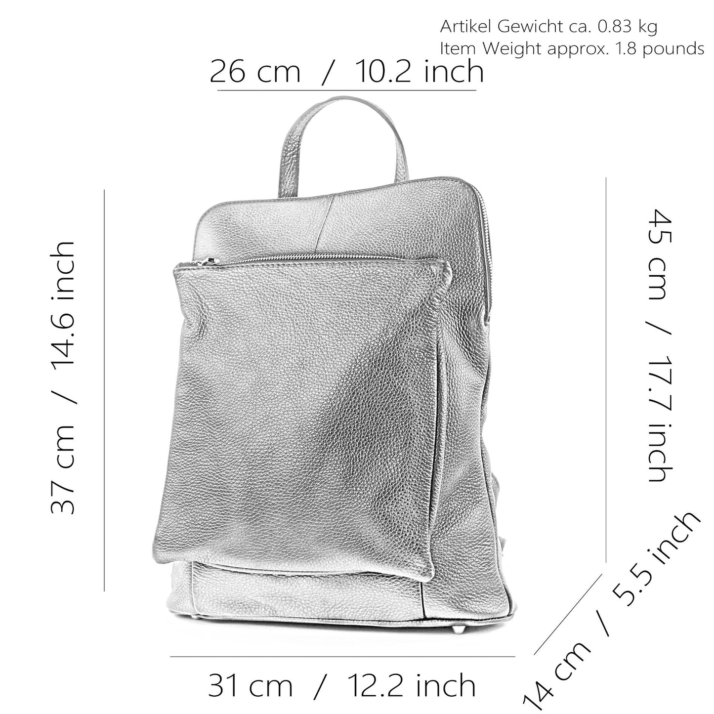 modamoda de T141 Damen Leder Rucksack Damentasche Schultertasche handmade in Italy