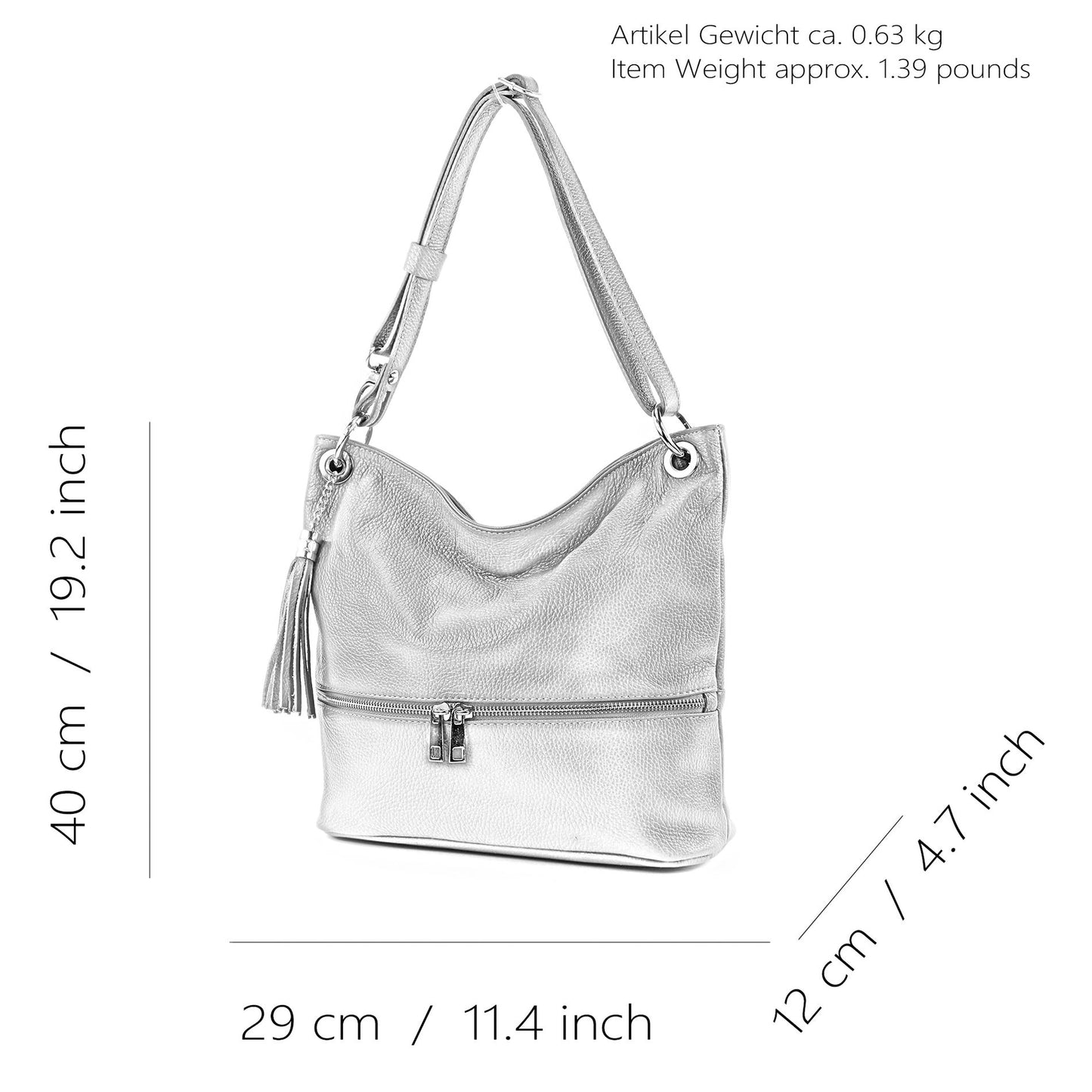 modamoda de - T143 - ital. Leder Schultertasche Umhängetasche