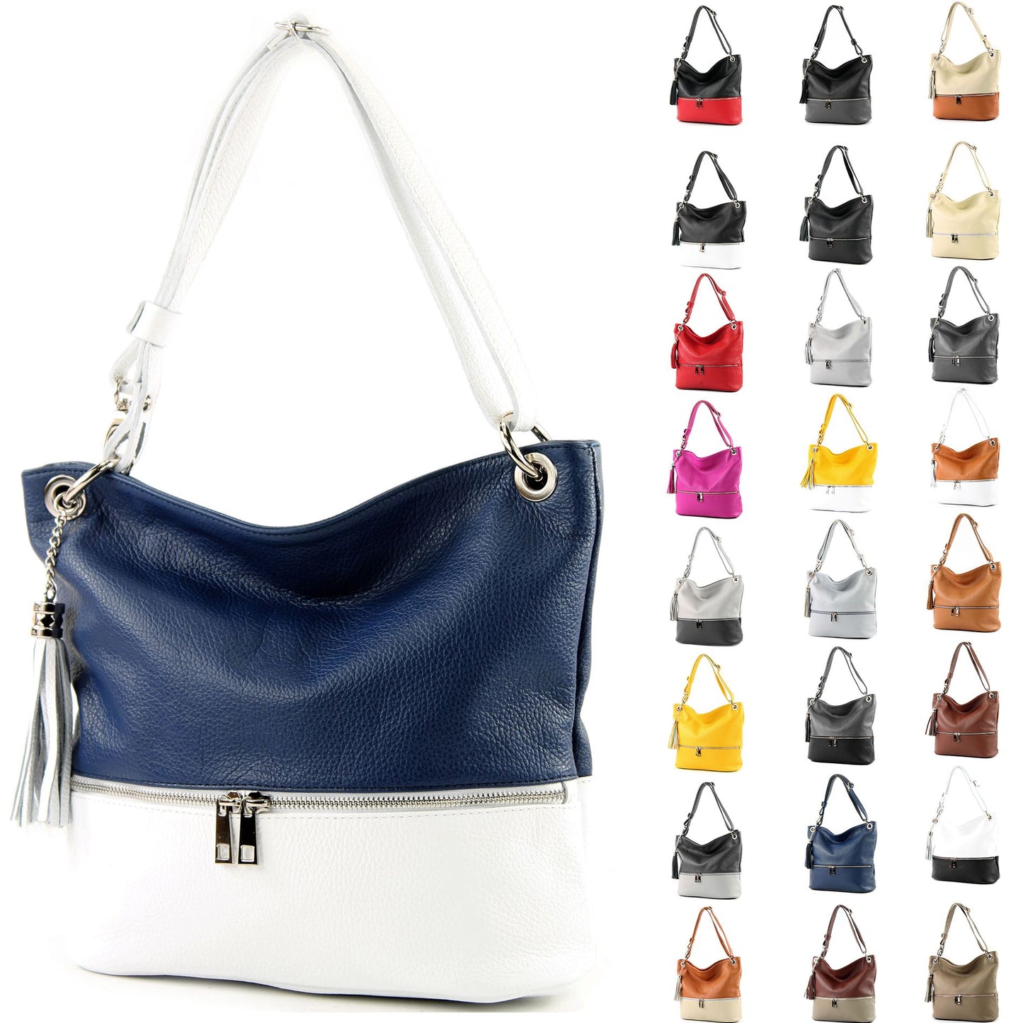 modamoda de - T143 - ital. Leder Schultertasche Umhängetasche