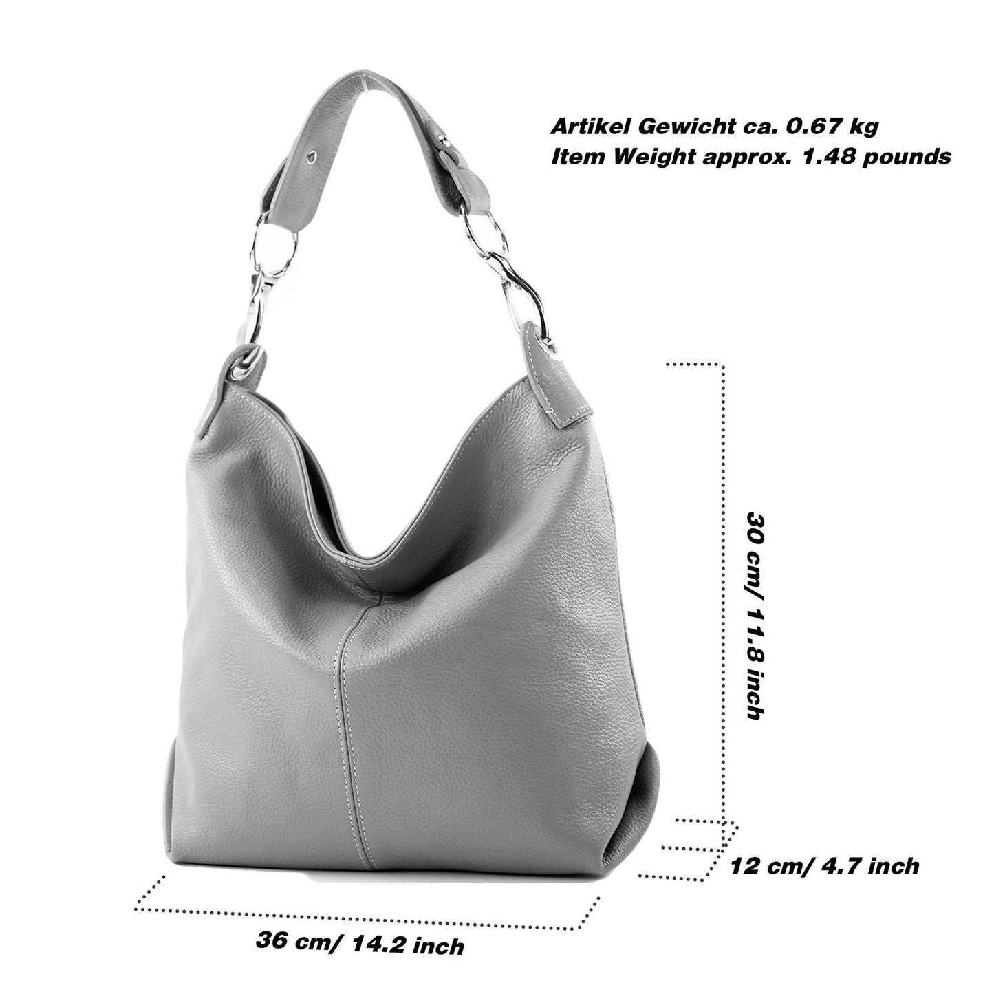 modamoda de T168 Damen Leder Schultertasche Henkeltasche Medium handmade in Italy