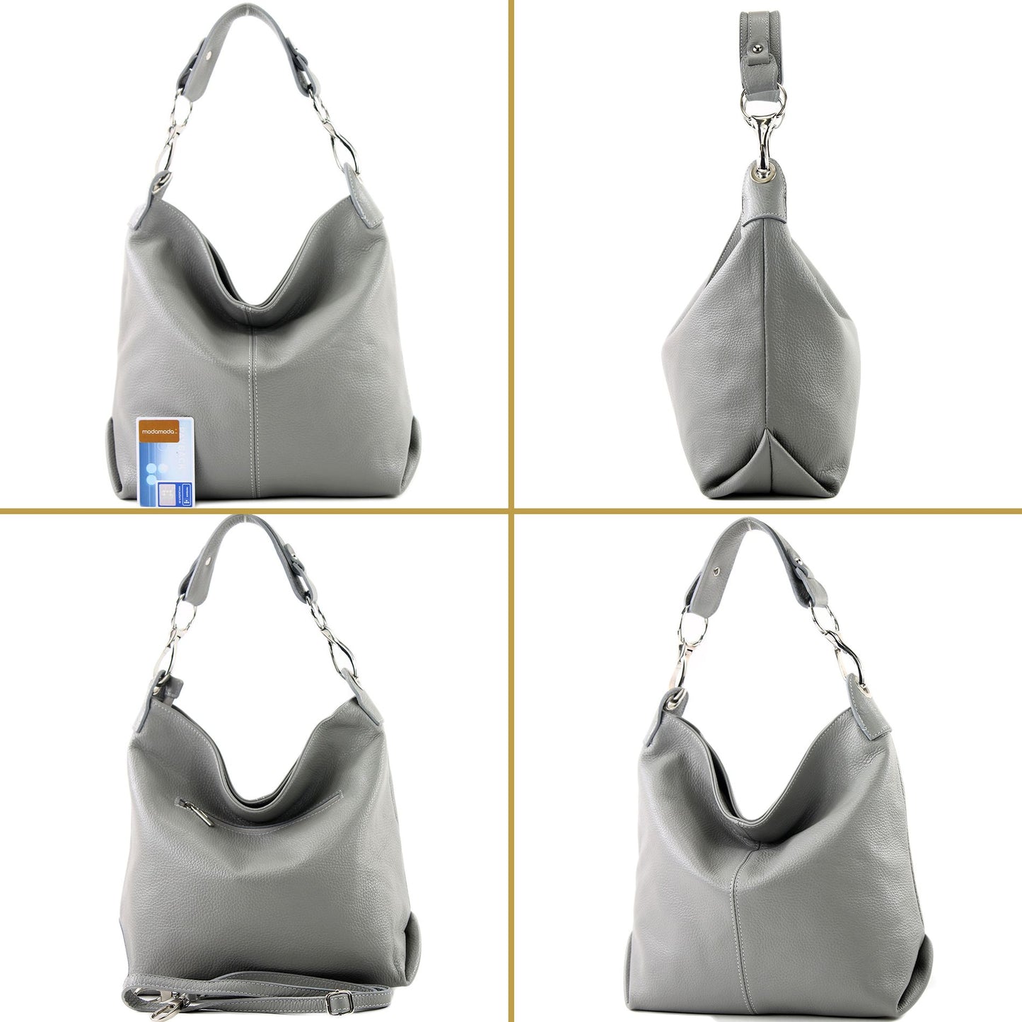 modamoda de T168 Damen Leder Schultertasche Henkeltasche Medium handmade in Italy