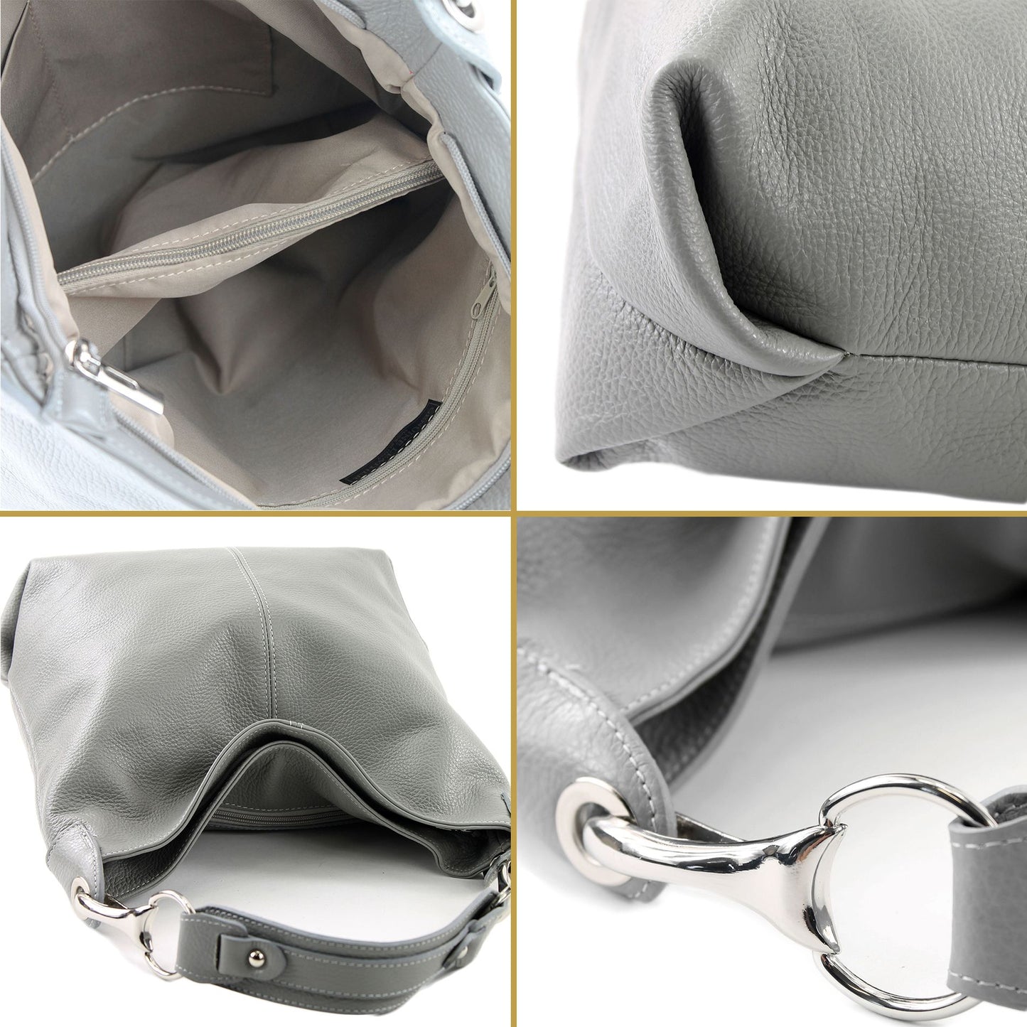 modamoda de T168 Damen Leder Schultertasche Henkeltasche Medium handmade in Italy