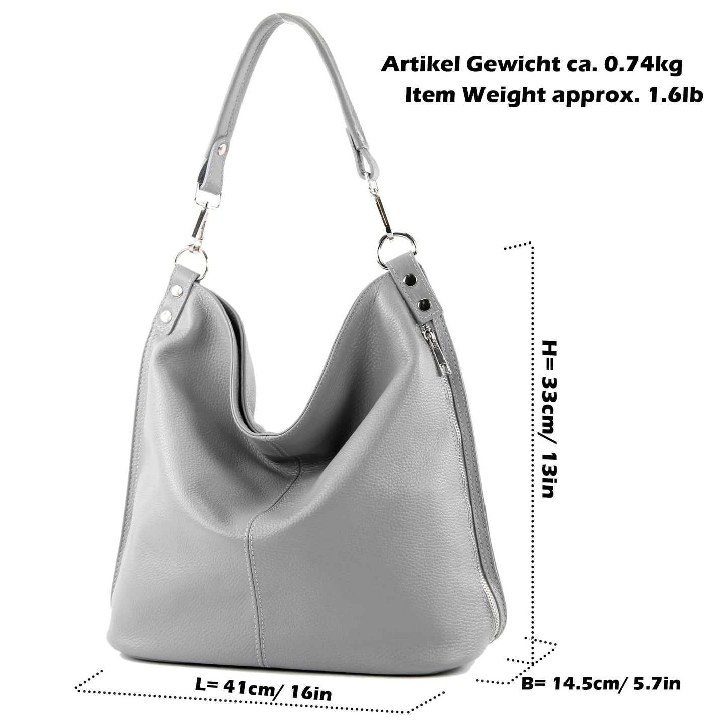 modamoda de - T177 - ital. Damen Schultertasche aus Leder