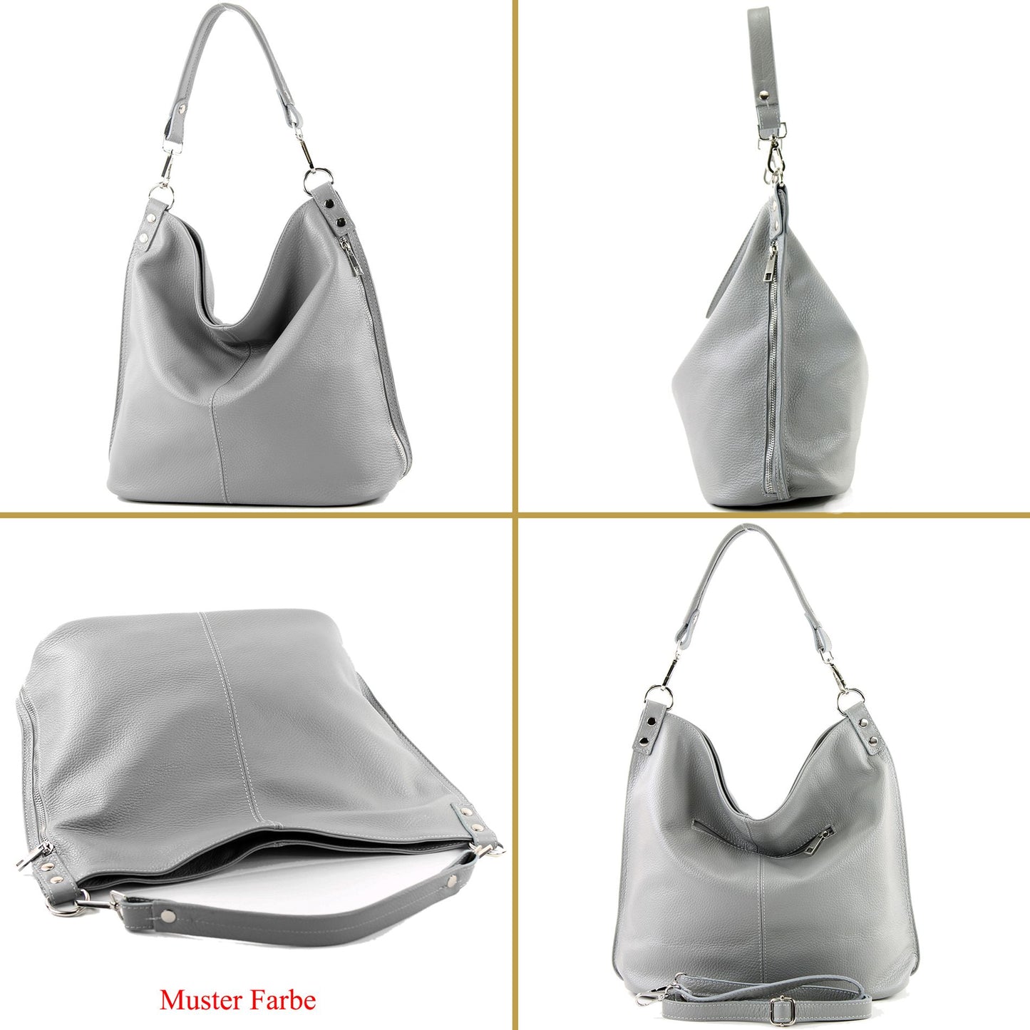 modamoda de - T177 - ital. Damen Schultertasche aus Leder