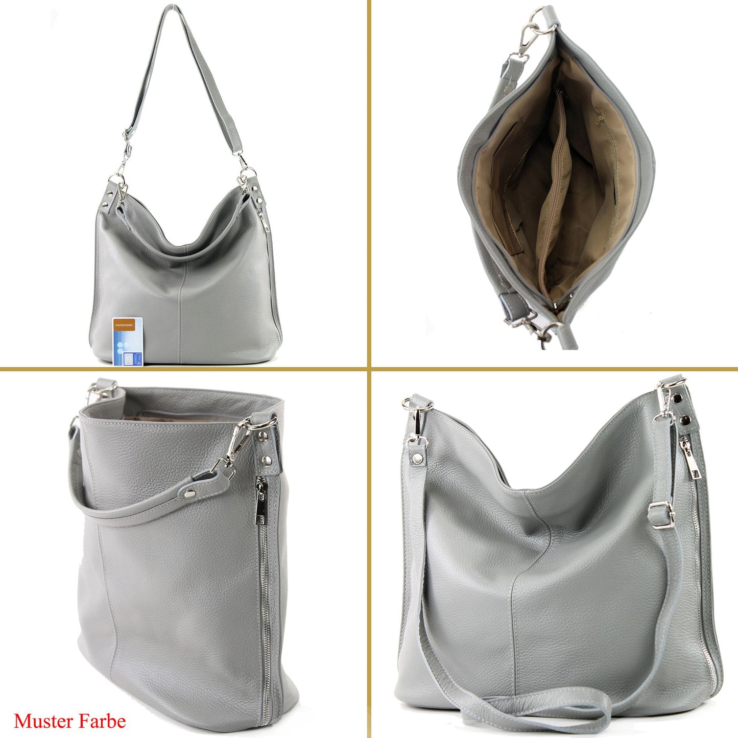 modamoda de - T177 - ital. Damen Schultertasche aus Leder