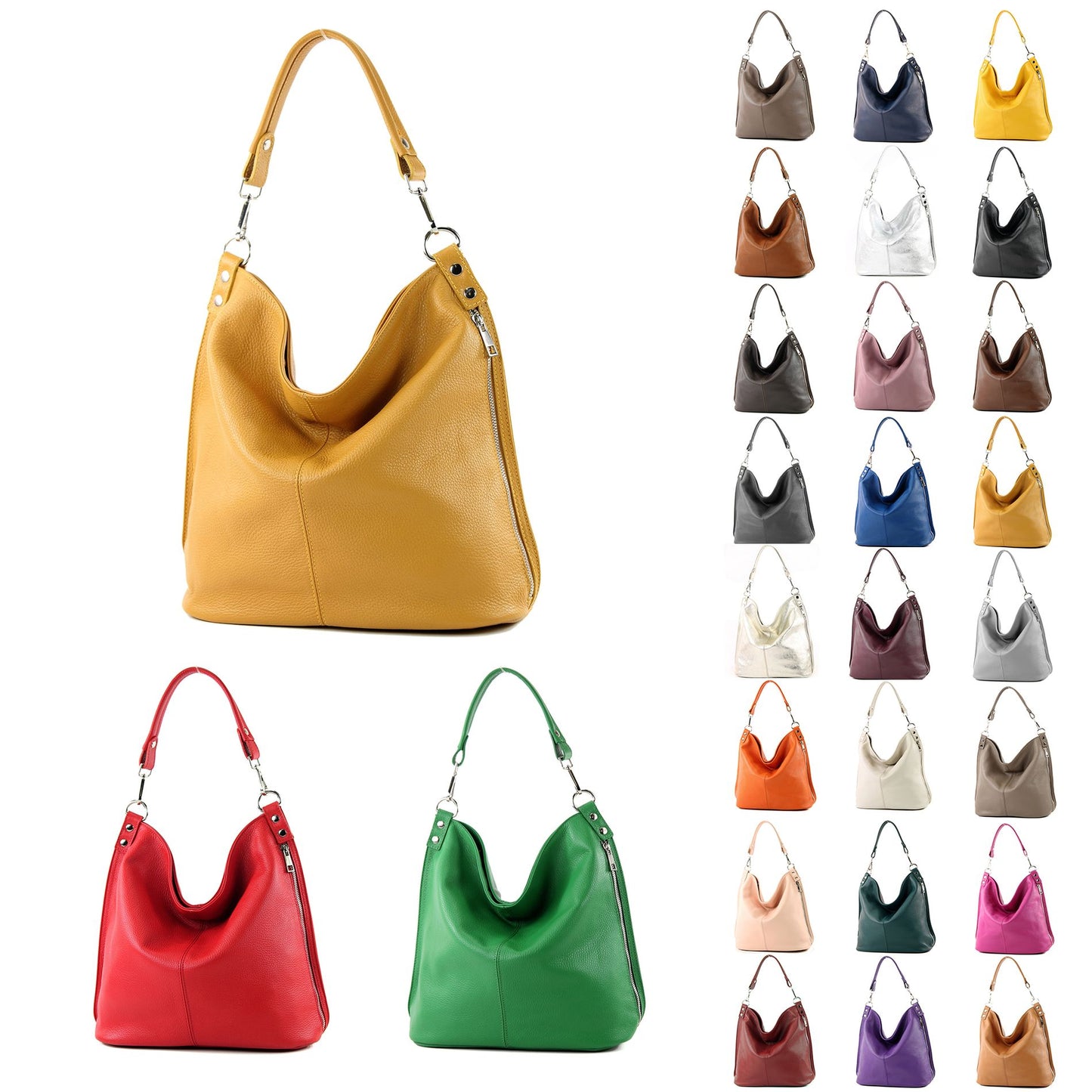 modamoda de - T177 - ital. Damen Schultertasche aus Leder