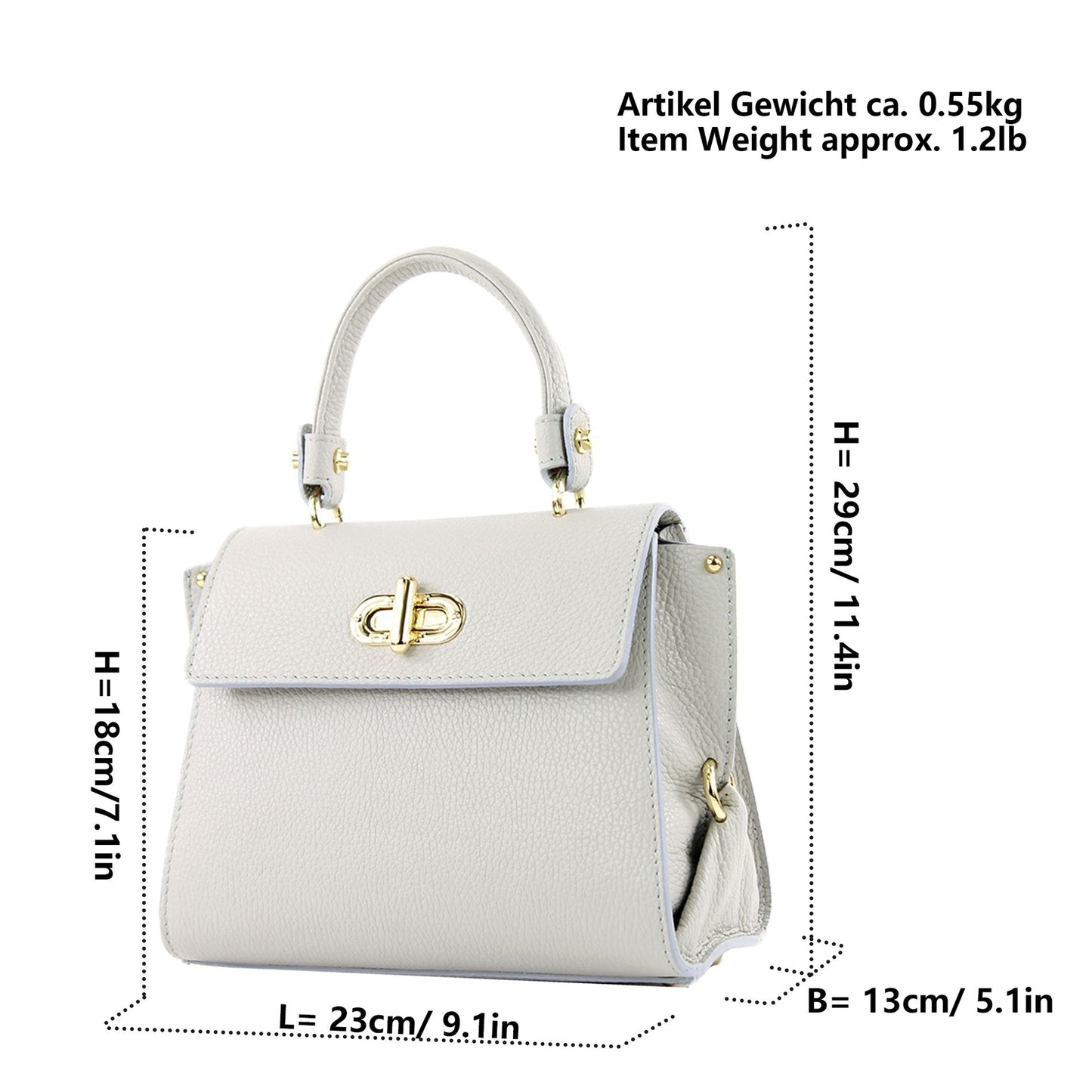 modamoda de - T182 - ital. Damen Henkeltasche Klein Leder
