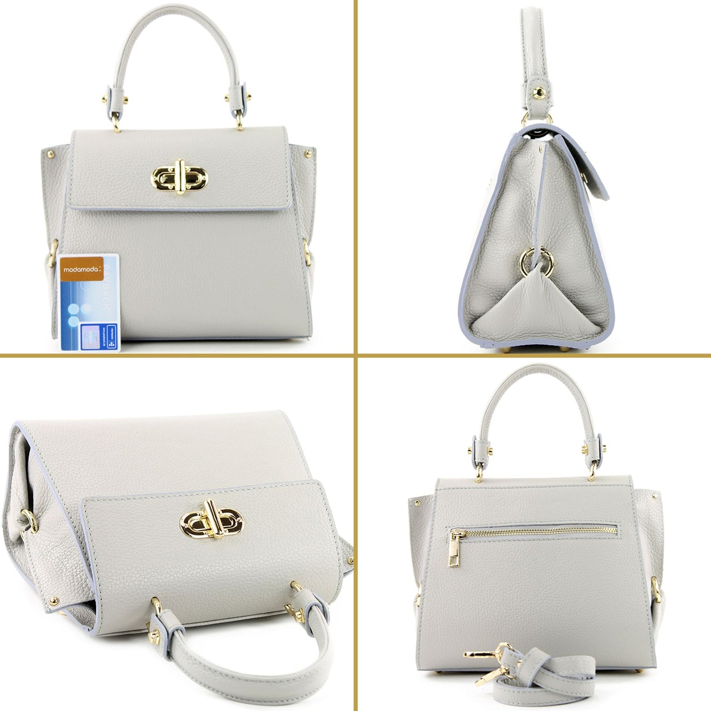 modamoda de - T182 - ital. Damen Henkeltasche Klein Leder