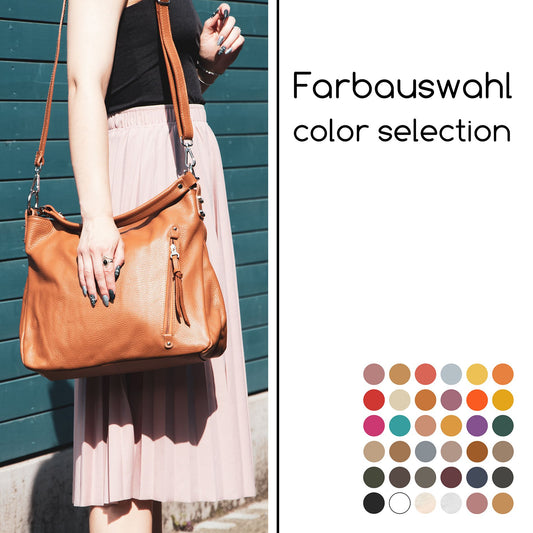 modamoda de T183 Damen Schultertasche Handtasche Tragetasche Echtleder Groß handmade in Italy