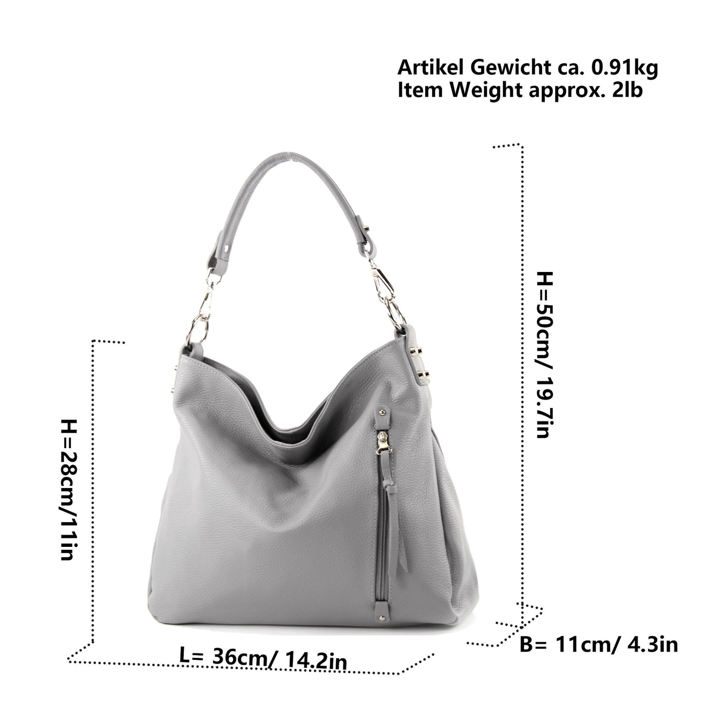modamoda de T183 Damen Schultertasche Handtasche Tragetasche Echtleder Groß handmade in Italy