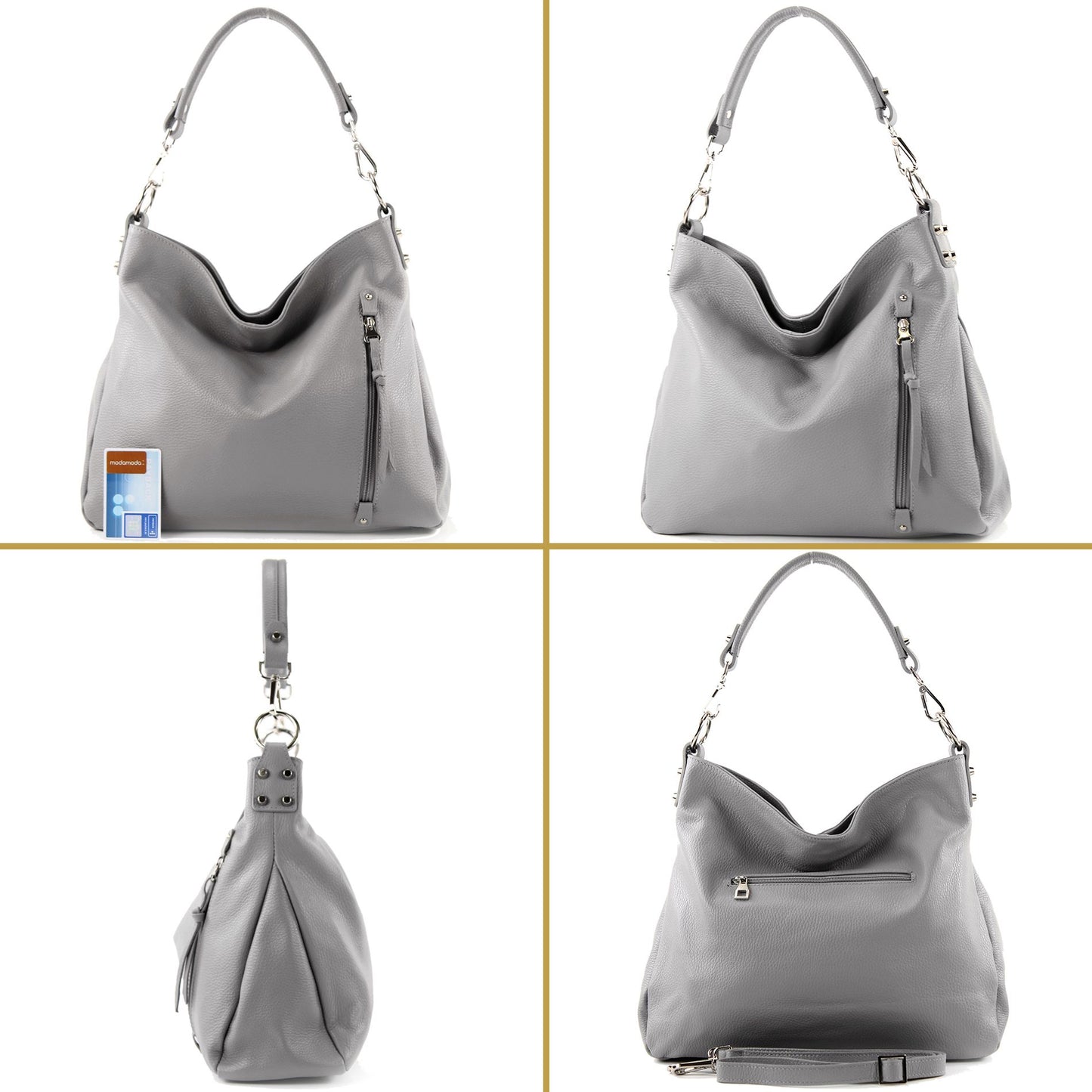 modamoda de T183 Damen Schultertasche Handtasche Tragetasche Echtleder Groß handmade in Italy