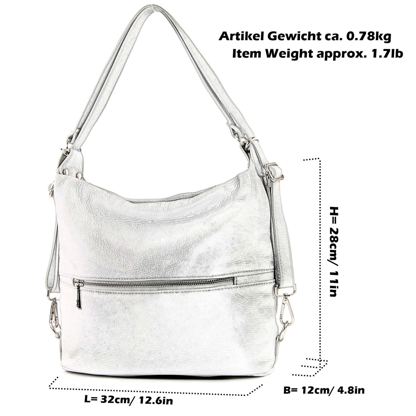 modamoda de T189 Damen Leder Rucksack Damentasche 2in1 handmade in Italy
